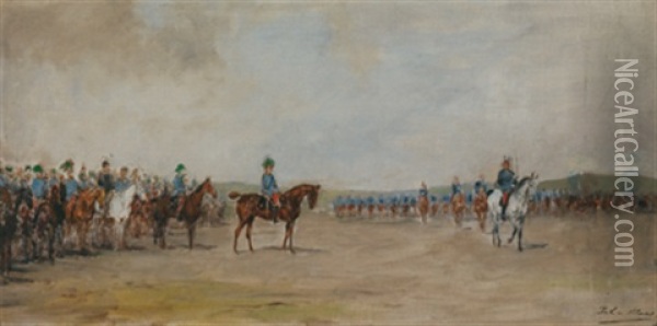 Kaiser Franz Joseph I. Zu Pferd Auf Dem Manoverfeld Oil Painting - Julius von Blaas