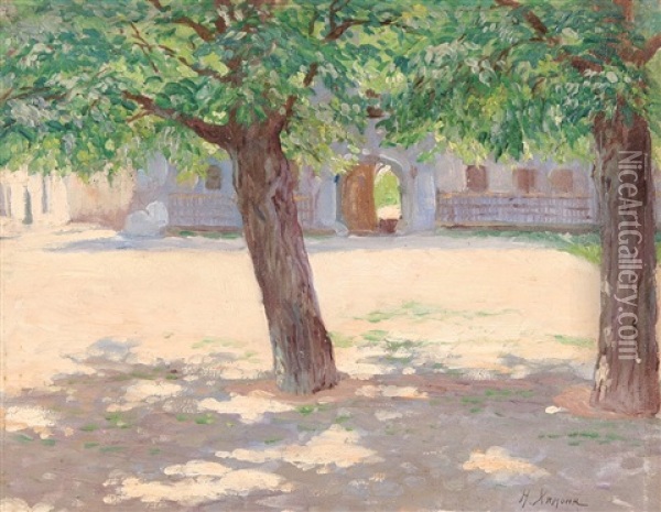 The Courtyard Oil Painting - Nikolaos Chimonas