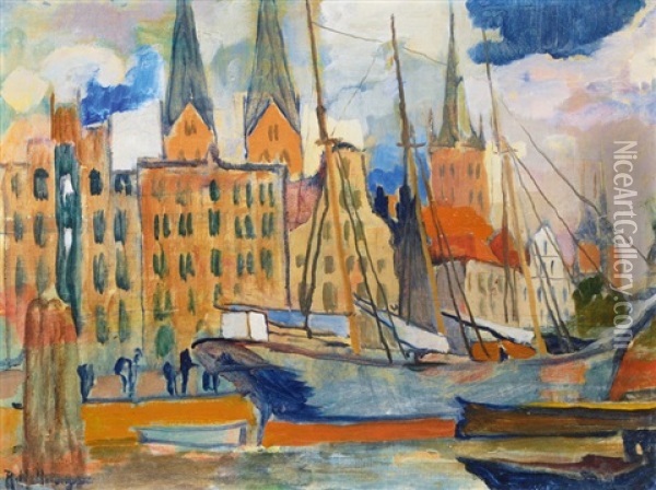 Lubeck Ii Oil Painting - Rudolf Hellwag