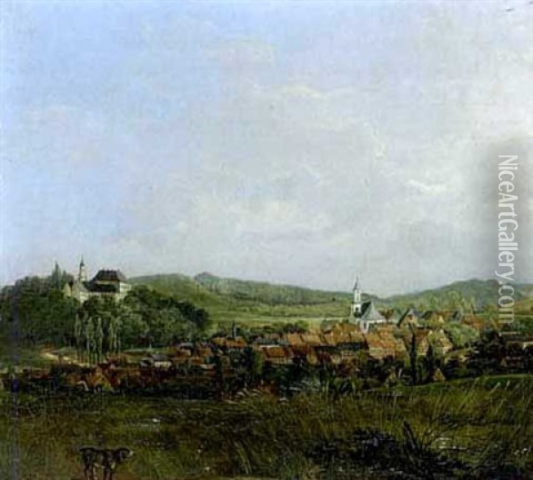 Rittergut Kreischau Bei Weissenfels Mit Blick Auf Osterfeld Oil Painting - Friedrich Otto Georgi