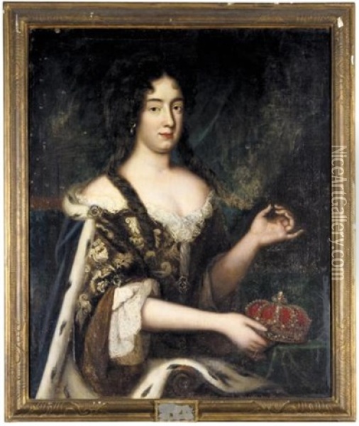 Portrait Of Eleanore D'obreuse, Wife Of Duke Georg Wilhelm Of Brunswick Oil Painting - Gedeon Romandeau