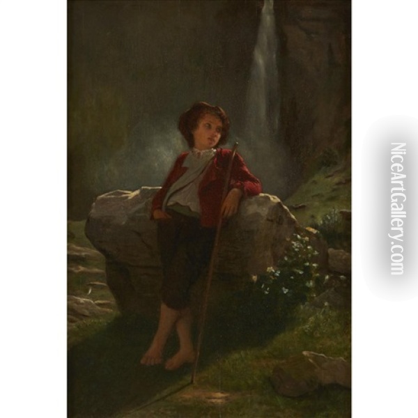 Young Shepherd Oil Painting - Charles Zacharie Landelle