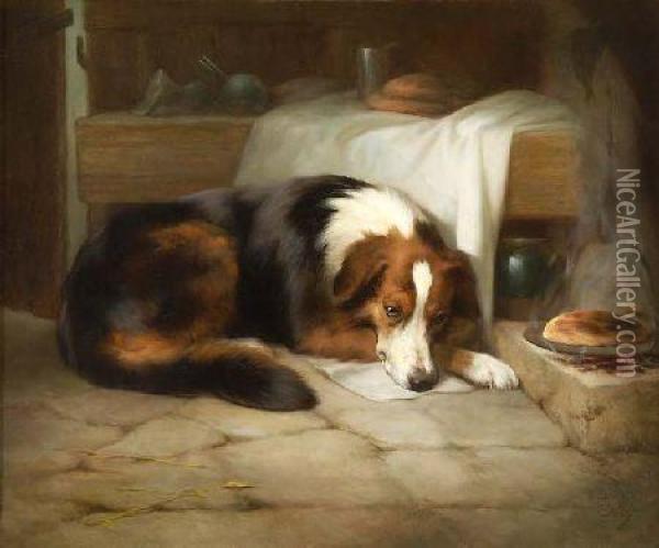 Waiting For Master Oil Painting - Edwin Douglas