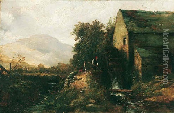 Watermill, Near The Pass Of Leny Oil Painting - Edmund Thornton Crawford