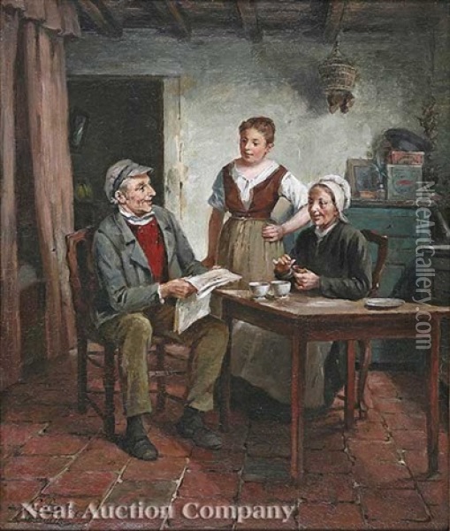 At The Breakfast Table Oil Painting - Charles Pettitt