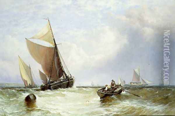Shipping on a Windy Day Oil Painting - George Stainton