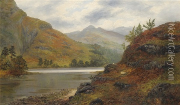 Sheep By The Side Of A Lake Oil Painting - William Mellor