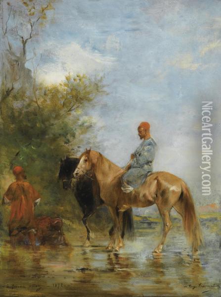 Cavaliers Au Bord De L'eau Oil Painting - Eugene Fromentin