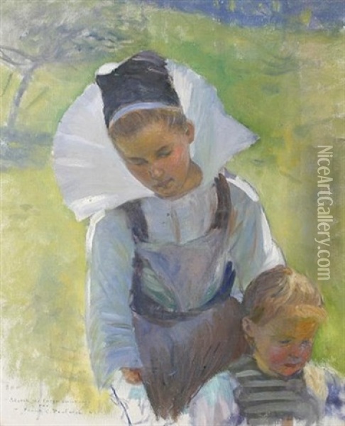 Mother And Child Oil Painting - Frank C. Penfold