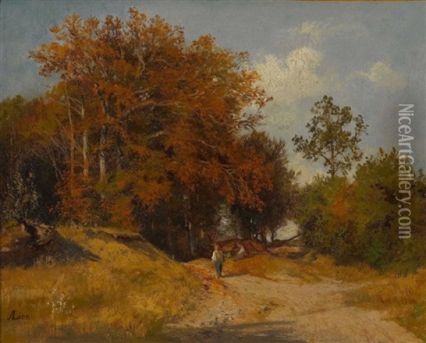 Waldweg Im Herbst Bei Kempfenhausen Oil Painting - Adolf Heinrich Lier