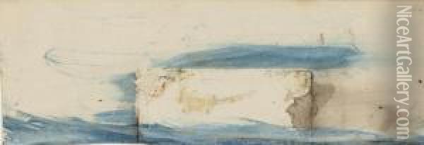 Sous-mains : Tache Et Essais De Lavis; Et Lignes Bleues Oil Painting - Victor Hugo