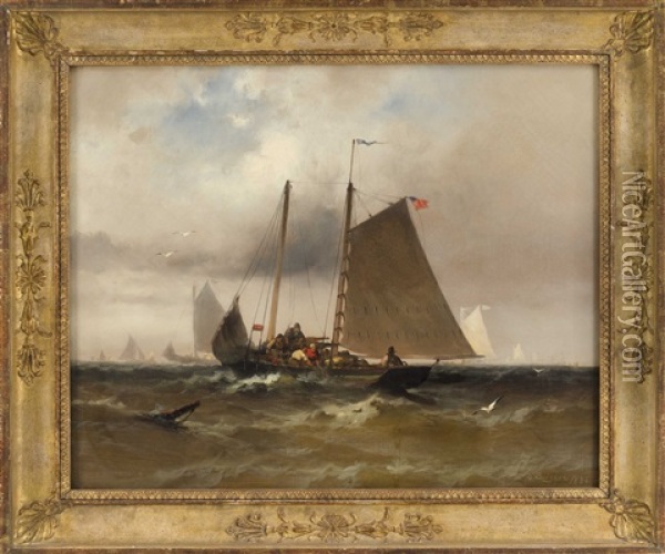 Fishermen Hauling Nets Oil Painting - Franklin Dullin Briscoe