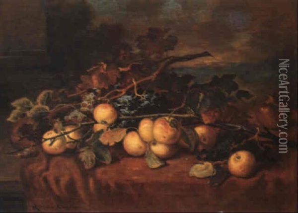 Stilleben Mit Trauben Oil Painting - Ludwig Adam Kunz