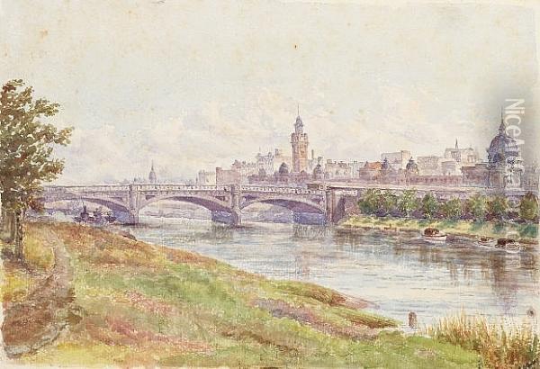 Princes Bridge, Melbourne Oil Painting - Edward Frederick Green