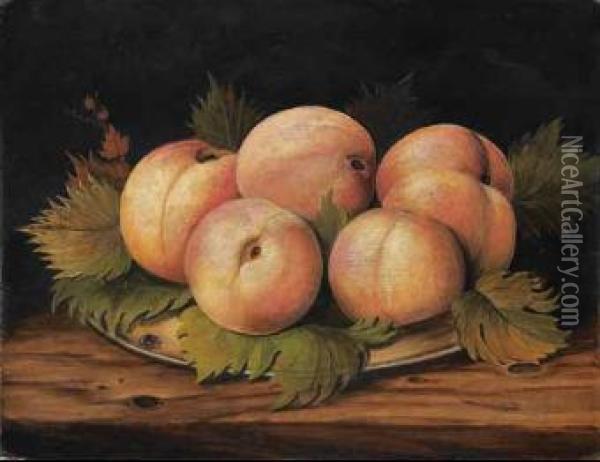 Piatto Di Pesche Oil Painting - Ambrogio Giovanni Figino