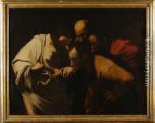 L'incredulita Di San Tommaso Oil Painting - Michelangelo Merisi Da Caravaggio