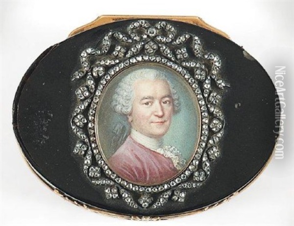 Portrait D'homme En Habit De Soie Mauve Oil Painting - Jean-Baptiste Masse