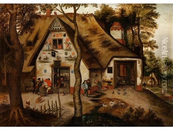 Dorfszenen Mit Dem Wirtshaus St. Michael Oil Painting - Pieter Brueghel the Younger