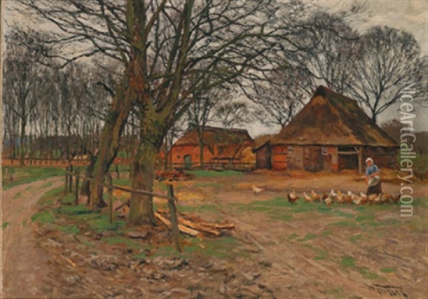 Am Bauernhof Oil Painting - Wilhelm Fritzel