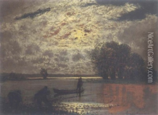 Fischer Im Mondlicht Oil Painting - Ernst Hugo Lorenz-Morovana