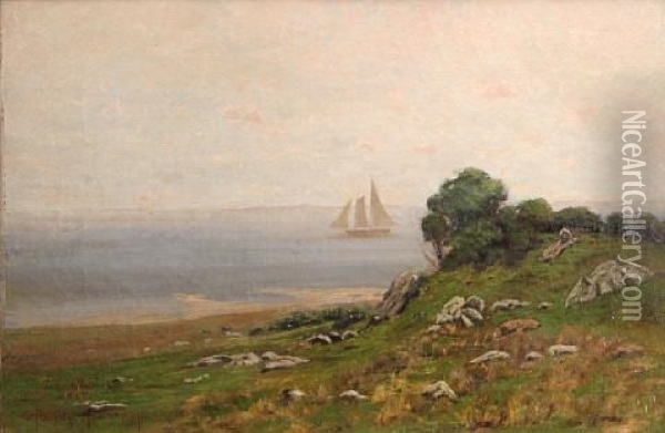 Ship Sailing Off The Coast (san Francisco Bay?) Oil Painting - Charles Partridge Adams