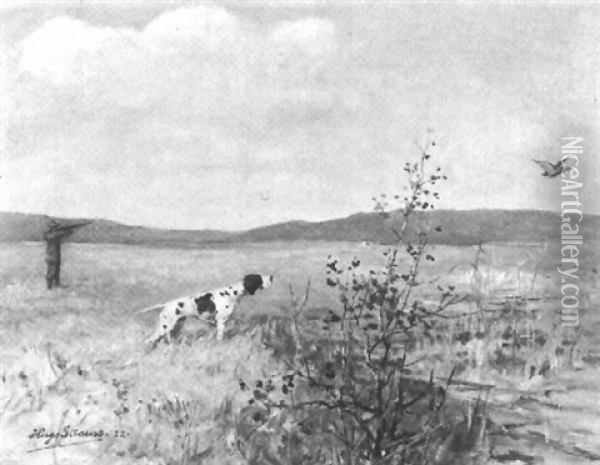 Szene Mit Jagdhund In Weite Flusslandschaft Oil Painting - Hugo Strauss