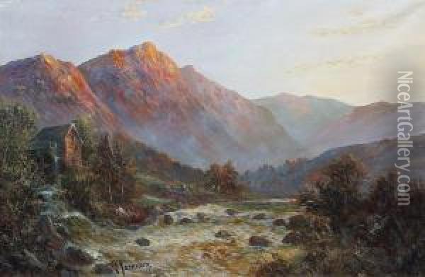 Brora Falls, Sutherlandshire Oil Painting - Frances E. Jamieson