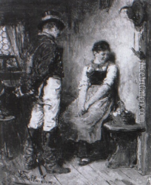 Postillion Und Madchen In Verliebtem Gesprach Oil Painting - Hugo Wilhelm Kauffmann