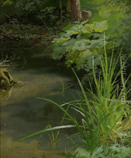 Am Bach Oil Painting - Wilhelm Carl August Zimmer