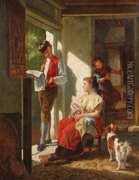 Bonheur Domestique Oil Painting - Theodore Gerard