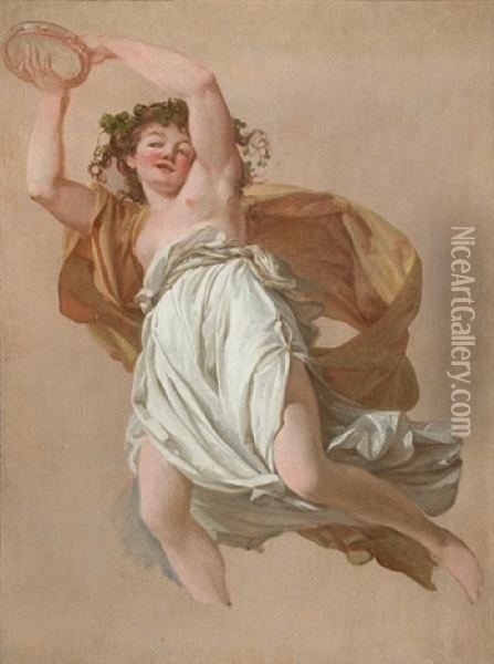 A Bacchante (study For A Ceiling In The Louvre) Oil Painting - Hugues Taraval