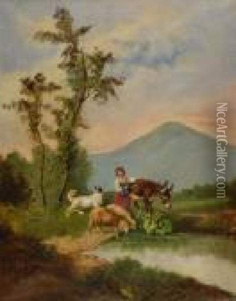 Paesaggio Conpastorella Oil Painting - Antonio Milone