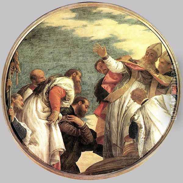 The People of Myra Welcoming St. Nicholas c. 1582 Oil Painting - Paolo Veronese (Caliari)