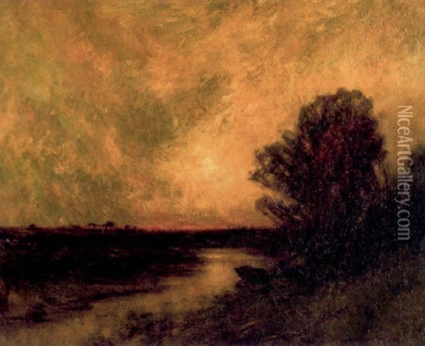 Landscape With Stream Oil Painting - Edward B. Gay