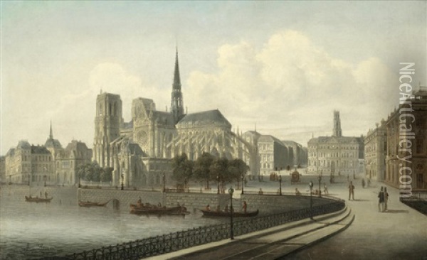 Notre Dame, Paris Oil Painting - August Siegen