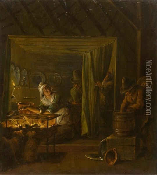 Kuchenszenen (pair) Oil Painting - Pieter Barbiers the Elder