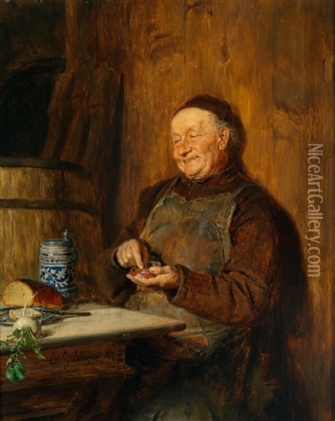 Stillvergnugt Oil Painting - Eduard von Gruetzner