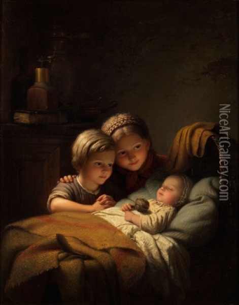 Der Kleine Schlafende Bruder Oil Painting - Johann Georg Meyer von Bremen