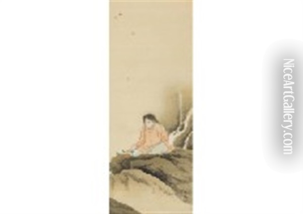 Chrysanthemum Jizo Oil Painting - Kimura Buzan