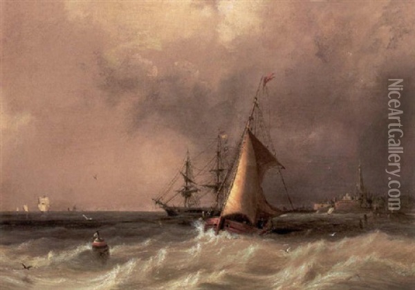 New York Harbor Oil Painting - William van de Bonfield