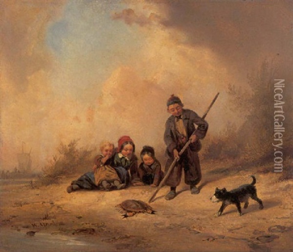 Der Krabbenfischer Oil Painting - Wilhelm Alexander Meyerheim