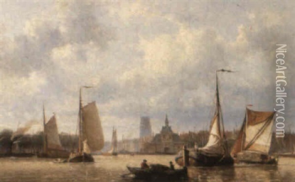 Shipping Off A Dutch Port Oil Painting - Everhardus Koster