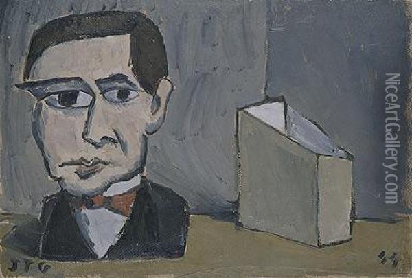 Federico Garcia Lorca (hombre De Busto Cortado) Oil Painting - Joaquin Torres-Garcia