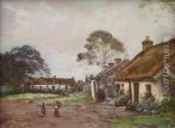 Ayrshirevillage Oil Painting - Alexander Brownlie Docharty