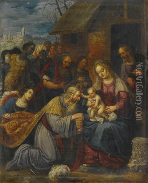 The Adoration Of The Magi Oil Painting - Gaspar van den Hoecke