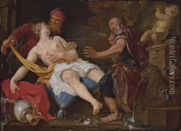 Susanna And The Elders Oil Painting - Johann Carl Loth