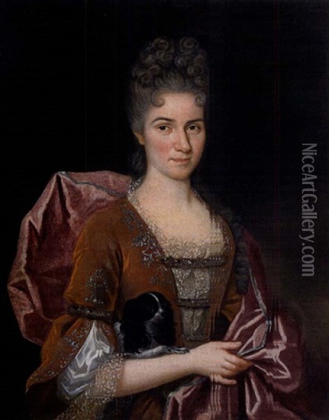 Portrait De Femme Au Chien Oil Painting - Nicolas de Largilliere