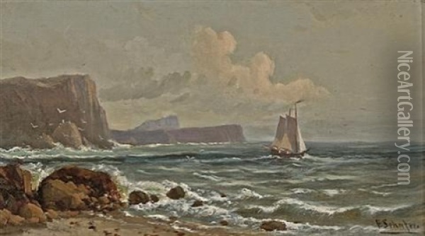 Morning Sail (thought To Be Midway Point, Near Monterey, California) Oil Painting - Frederick Ferdinand Schafer