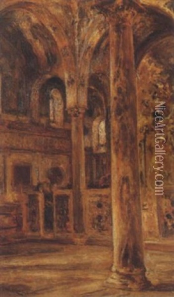 Palermo, Interno Di Chiesa Oil Painting - Juan Pablo Salinas