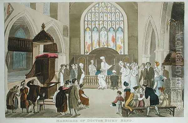 Marriage of Doctor Dicky Bend, from The Tour of Dr Syntax in search of the Picturesque, by William Combe, published 1812 Oil Painting - Thomas Rowlandson